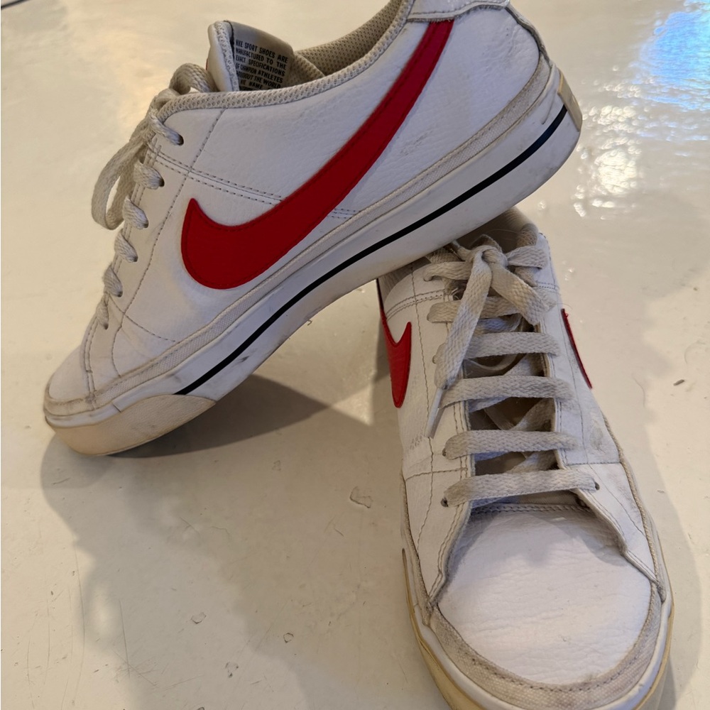 Nike Red and White Logo Sneakers
